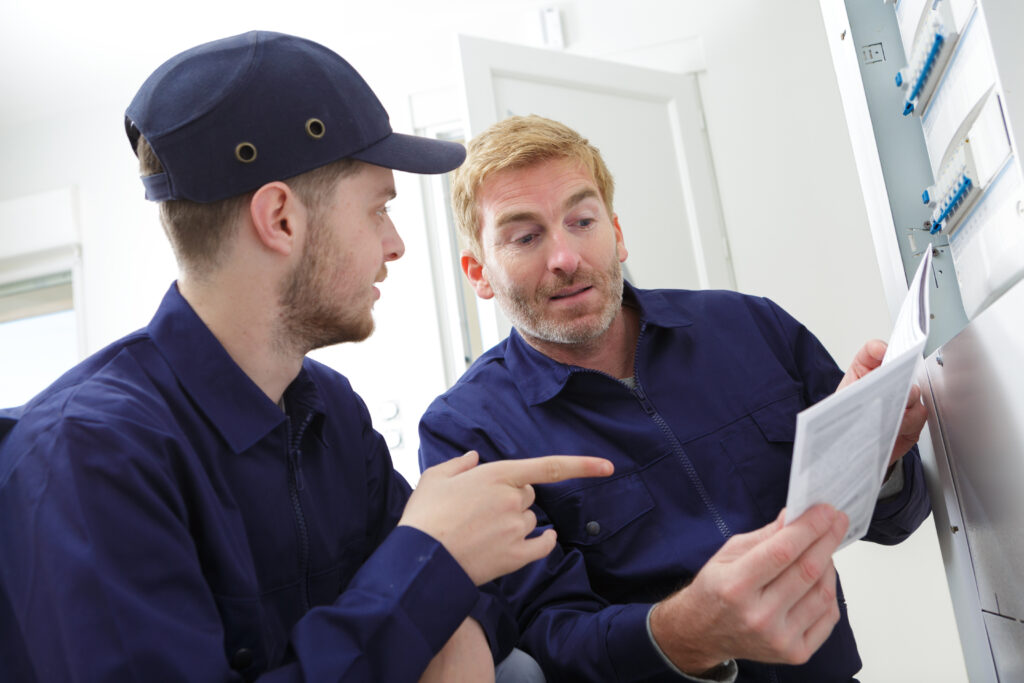 technician talking to colleague