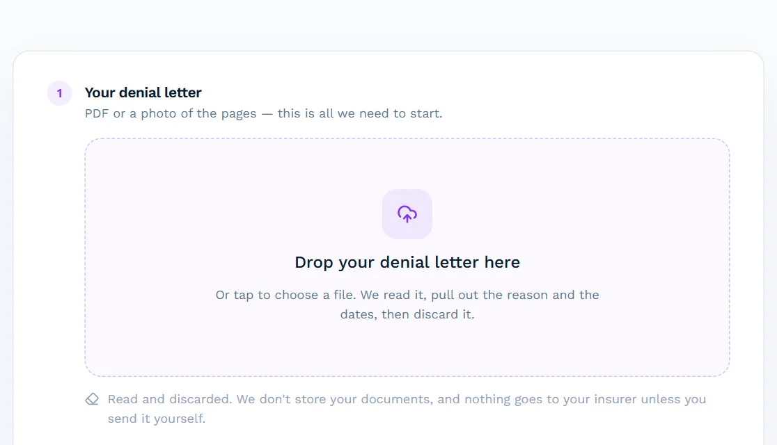 Appeal Assistant: drop your denial letter here