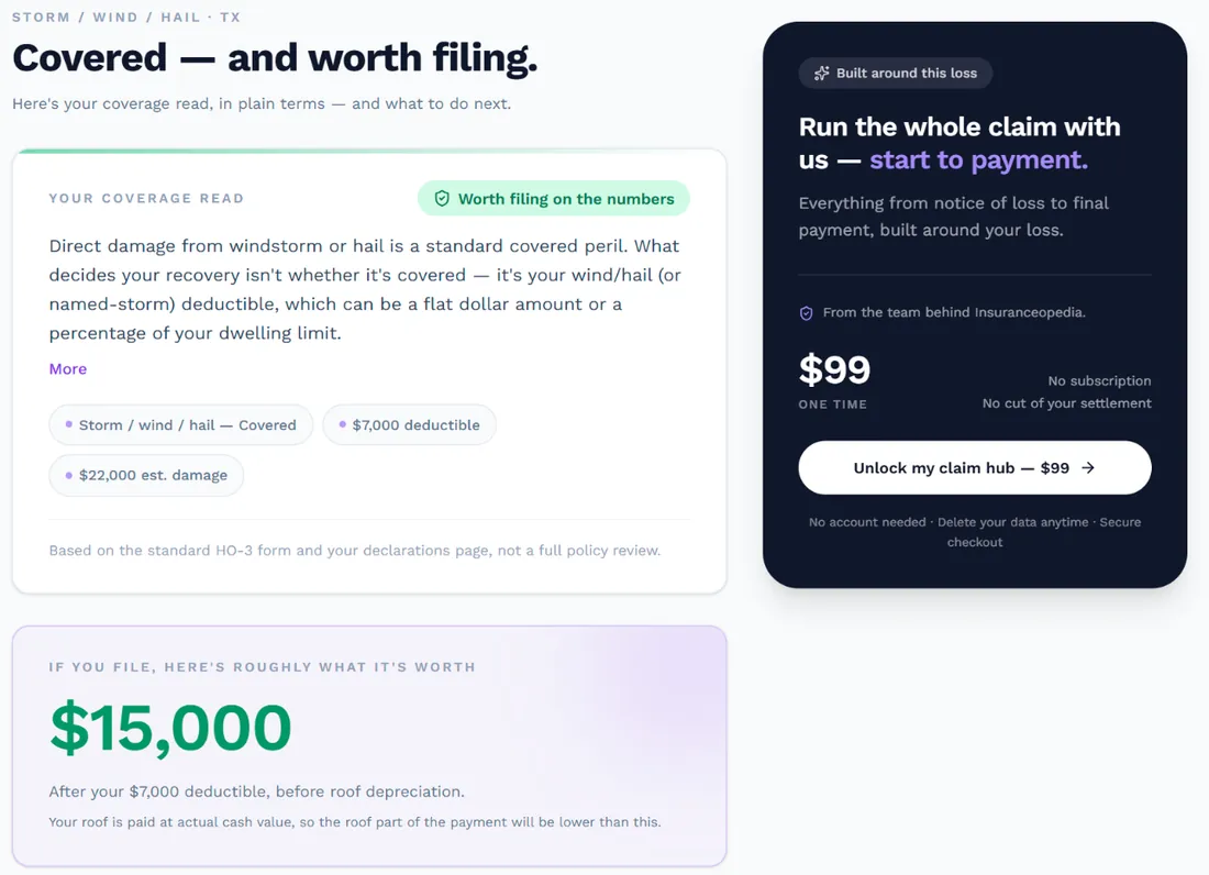 Verdict: covered and worth filing, $7,000 deductible, roughly $15,000 if you file